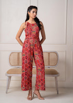 Thumbnail for Juniper Rust Multi-Motif Bohemian Printed Sleeveless Jumpsuit - Distacart