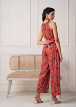 Thumbnail for Juniper Rust Multi-Motif Bohemian Printed Sleeveless Jumpsuit - Distacart