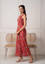 Thumbnail for Juniper Rust Multi-Motif Bohemian Printed Sleeveless Jumpsuit - Distacart