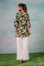 Thumbnail for Juniper Green Floral Printed Viscose Tunic
