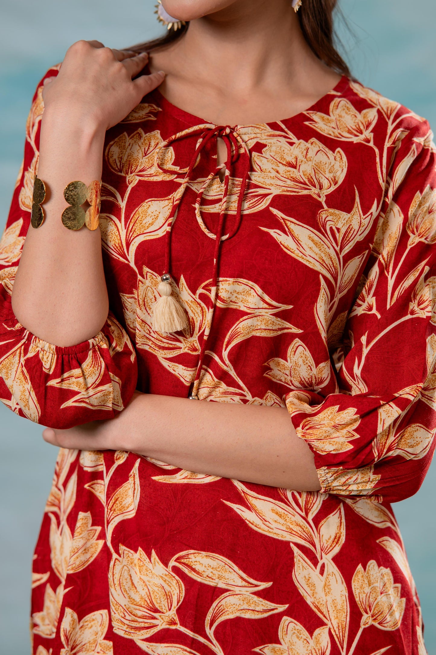 Juniper Pink Floral Printed Viscose Tunic - Distacart