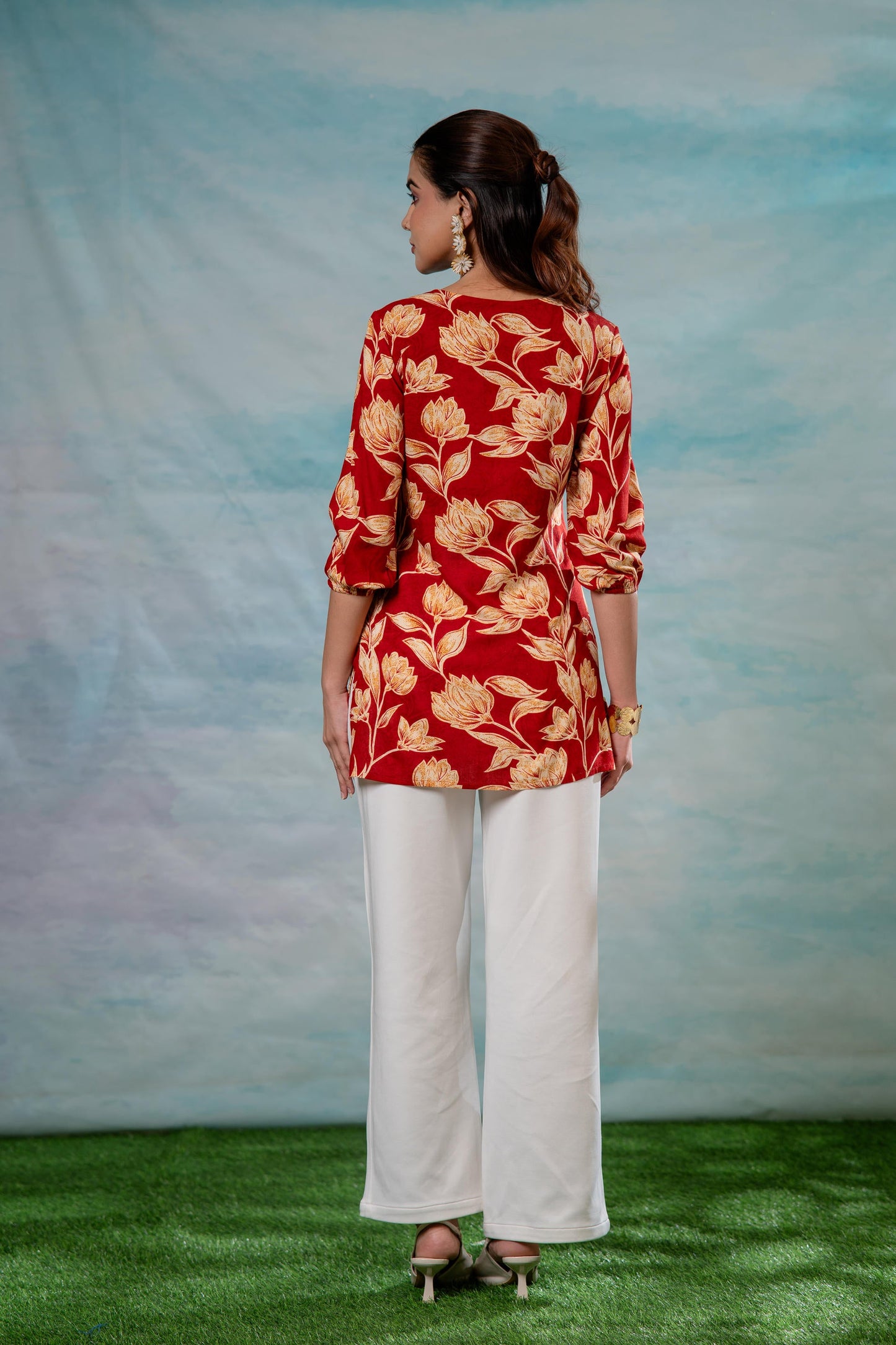 Juniper Pink Floral Printed Viscose Tunic - Distacart