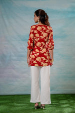 Thumbnail for Juniper Pink Floral Printed Viscose Tunic