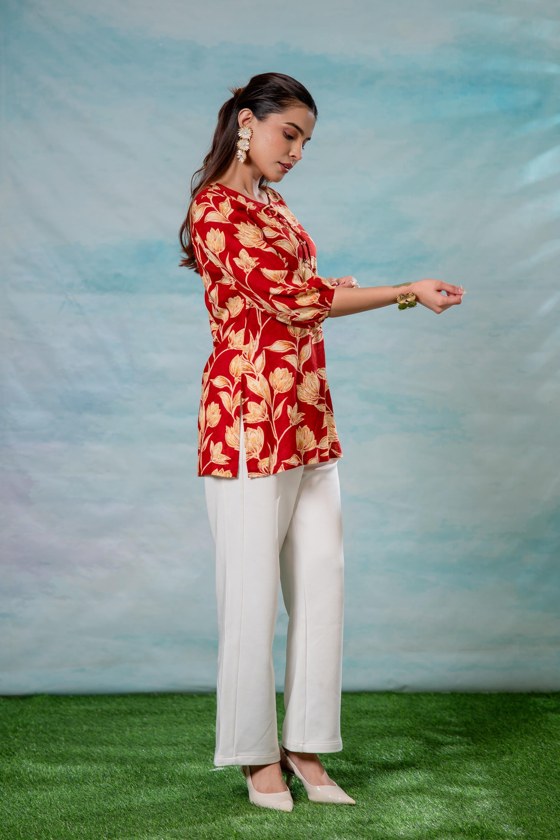 Juniper Pink Floral Printed Viscose Tunic