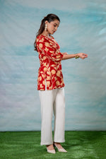 Thumbnail for Juniper Pink Floral Printed Viscose Tunic