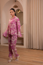 Thumbnail for Juniper Purple Floral Printed Co-Ord Set With Button Details