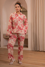 Thumbnail for Juniper Dusty Pink Floral Printed Co-Ord Set With Button Details