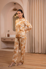Thumbnail for Juniper Brown Floral Printed Co-Ord Set With Button Details
