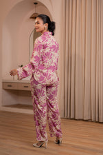 Thumbnail for Juniper Purple Floral Printed Co-Ord Set With Button Details