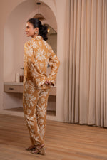 Thumbnail for Juniper Brown Floral Printed Co-Ord Set With Button Details