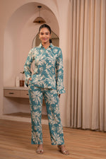 Thumbnail for Juniper Mint Floral Printed Co-Ord Set With Button Details