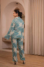 Thumbnail for Juniper Mint Floral Printed Co-Ord Set With Button Details