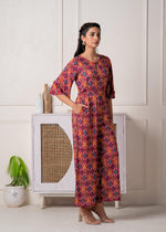 Thumbnail for Juniper Red Floral Printed Viscose Jumpsuit With Belt
