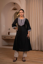 Thumbnail for Juniper Black Noir Kashida Kurta