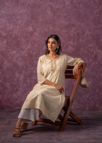 Thumbnail for Juniper Ivory Glow Kurta Set With Subtle Zari Detailing