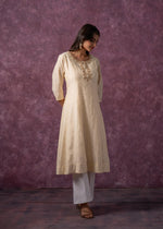 Thumbnail for Juniper Ivory Glow Kurta Set With Subtle Zari Detailing