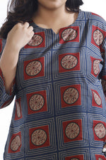 Thumbnail for Breathables Women’S Blue Cotton Geometric Print Loungewear Co-Ord Set – Hip-Length Kurta & Pants - Dista
