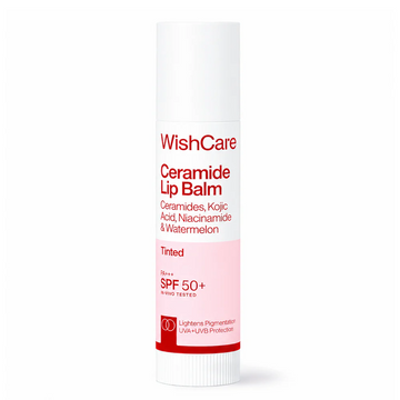 Wishcare Ceramide Lip Balm with SPF50 PA+++ - Tinted - Brightening Balm for Dark Lips with Kojic Acid & Niacinamide - Dista