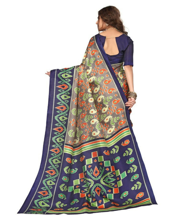 Vamika Navy Blue Printed Art Silk Saree - Distacart
