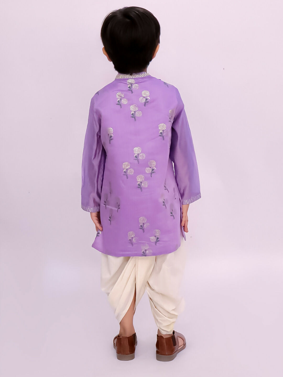 Lil Drama Mishti Purple Kurta Dhoti Set For Boys