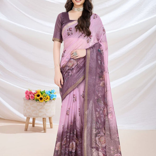 Mitera Floral Printed Zari Saree - Distacart