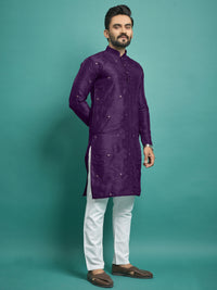 Thumbnail for Ready to Wear Purple Stylish Men's Kurta Pajama by Infinity Export - Distacart
