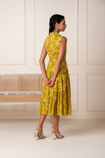 Thumbnail for Juniper Coral Olivegreen Sleeveless Floral Tiered Dress - Distacart