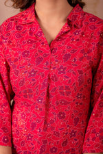 Thumbnail for Juniper Fuchsia Floral Printed Straight Kurta - Distacart