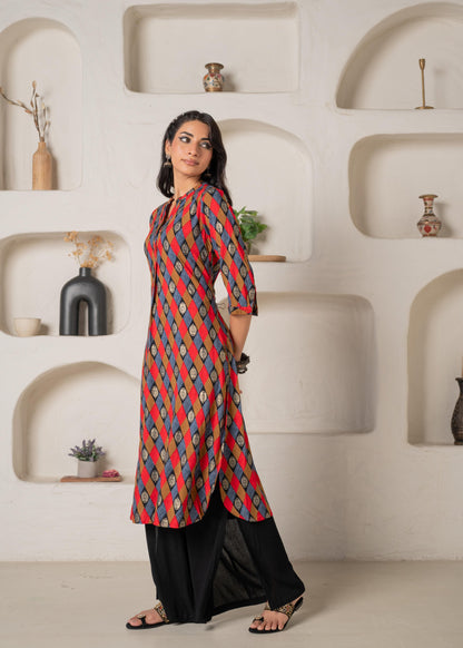 Juniper Geometric Printed Straight Kurta - Distacart