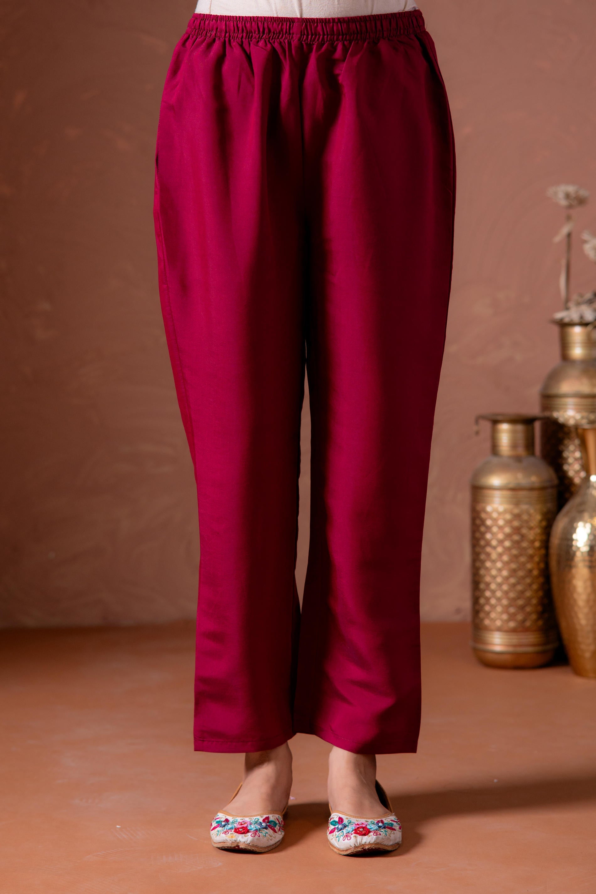 Juniper Cherry Embroidered Suit Set With Printed Floral Dupatta