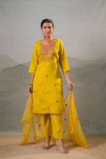 Thumbnail for Juniper Mustard Embroidered Straight Kurta Set With Dupatta - Distacart