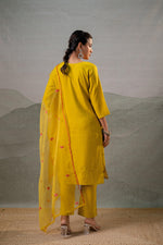 Thumbnail for Juniper Mustard Embroidered Straight Kurta Set With Dupatta - Distacart