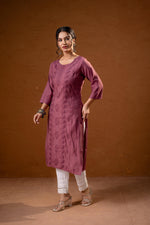 Thumbnail for Juniper Dusty Pink Embroidered Kurta