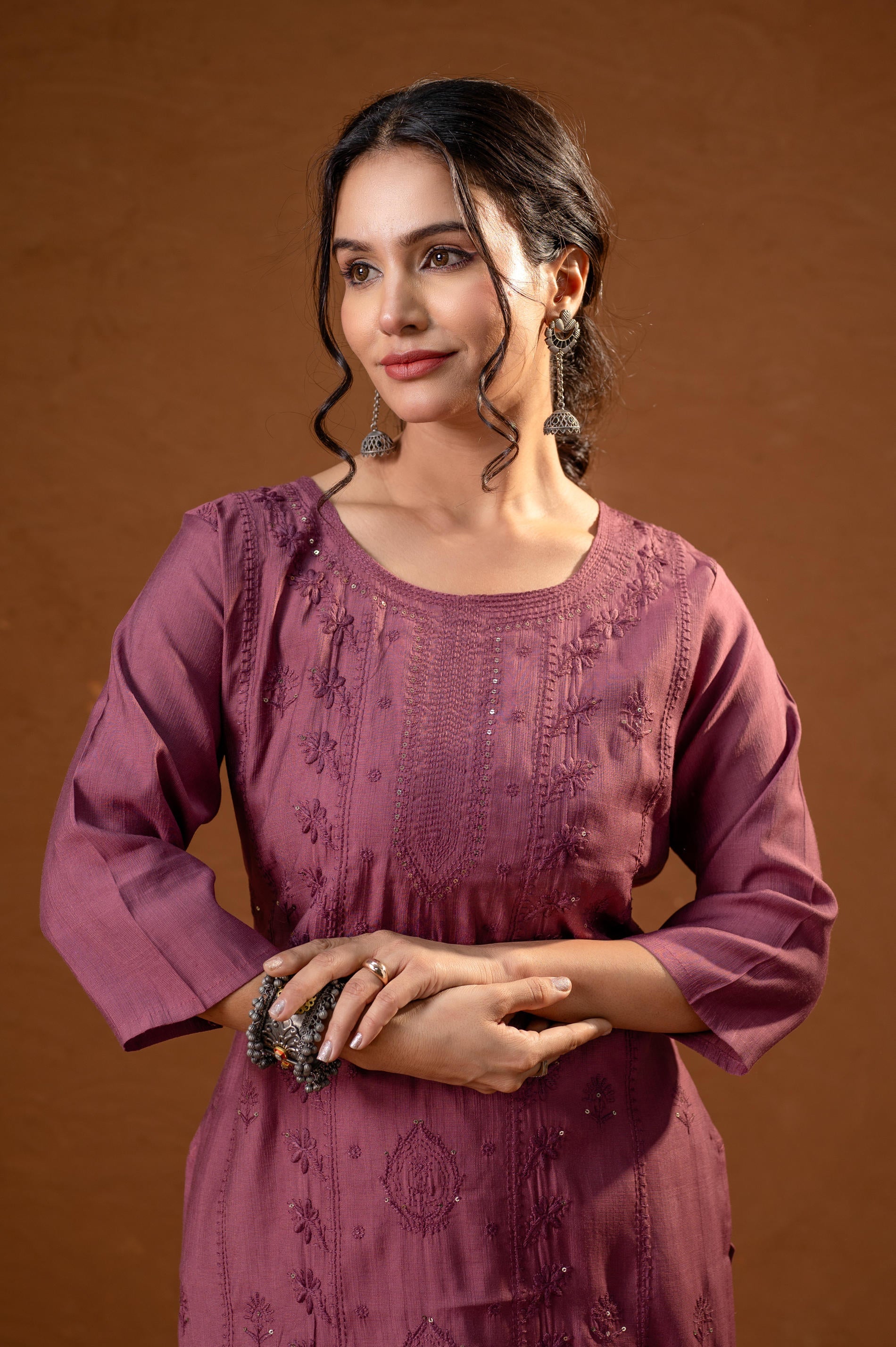 Juniper Dusty Pink Embroidered Kurta