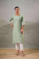 Thumbnail for Juniper Pista Green Embroidered Kurta