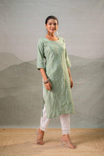 Thumbnail for Juniper Pista Green Embroidered Kurta