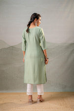 Thumbnail for Juniper Pista Green Embroidered Kurta