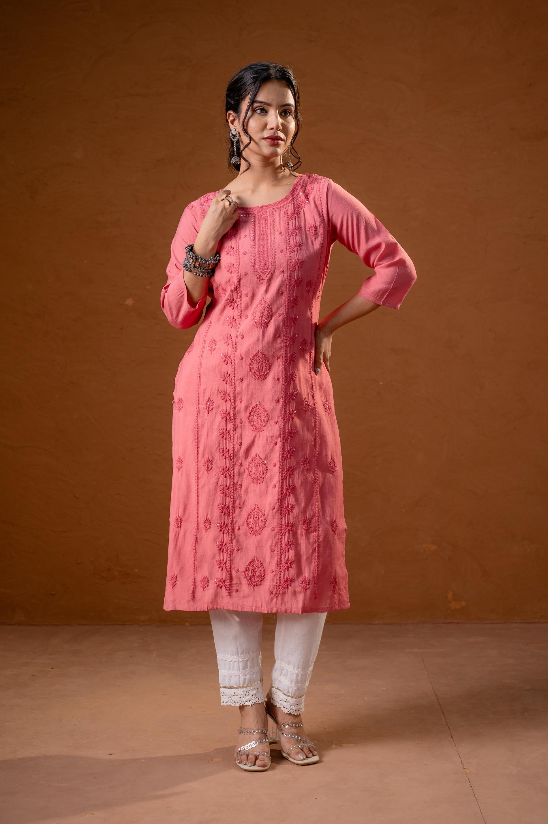 Juniper Rose Gold Embroidered Kurta