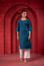 Thumbnail for Juniper Teal Embroidered Kurta