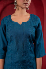 Thumbnail for Juniper Teal Embroidered Kurta