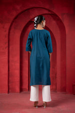 Thumbnail for Juniper Teal Embroidered Kurta