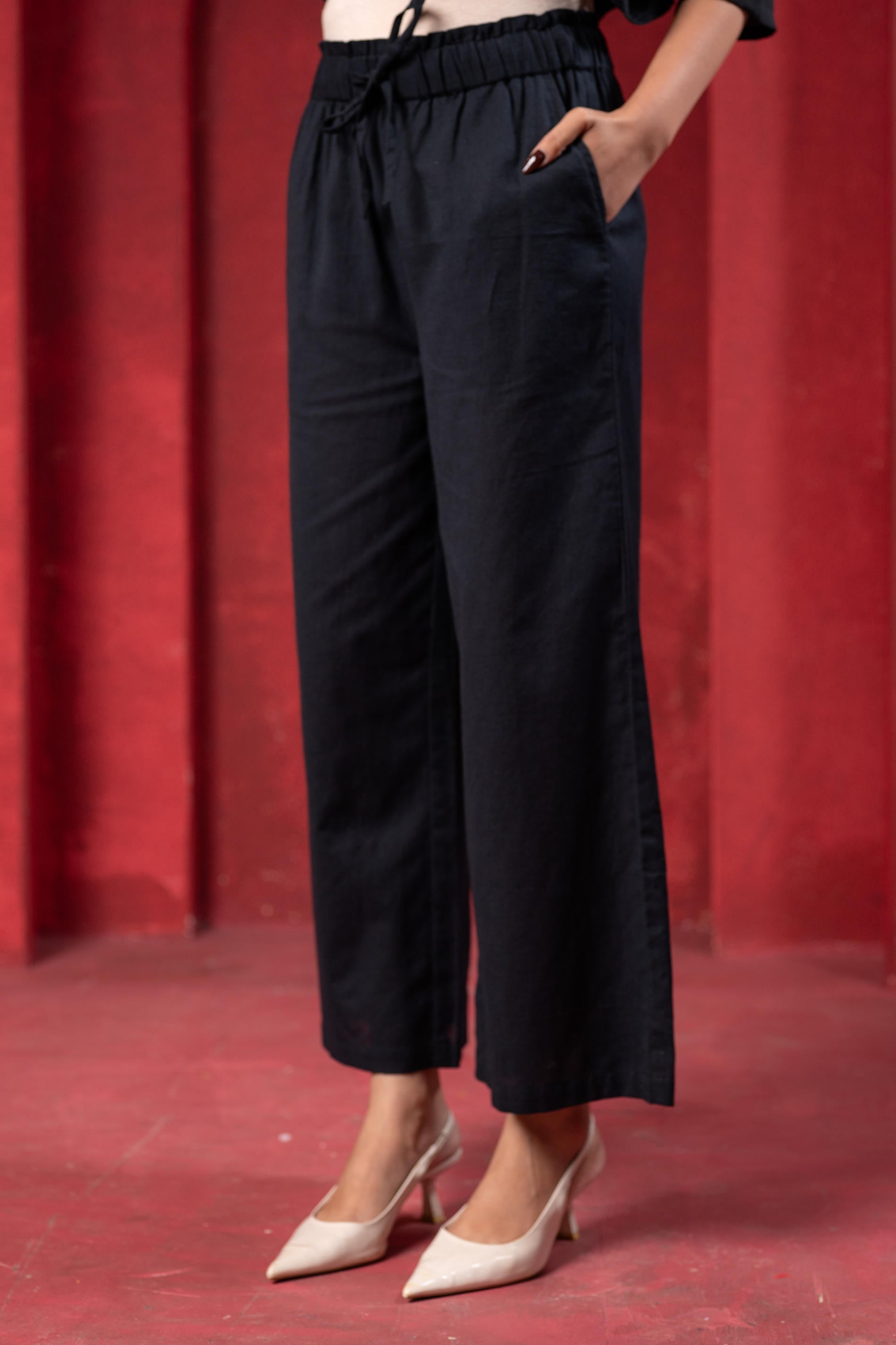 Juniper Black Tonal Sequin Embellished Straight Kurta Set