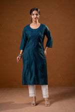 Thumbnail for Juniper Teal Tonal Sequin Embellished Straight Kurta Set