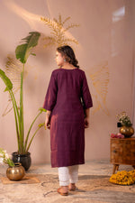 Thumbnail for Juniper Wine Tonal Sequin Embellished Straight Kurta Set - Distacart
