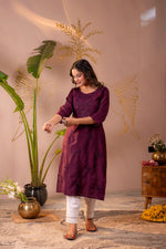 Thumbnail for Juniper Wine Tonal Sequin Embellished Straight Kurta Set - Distacart