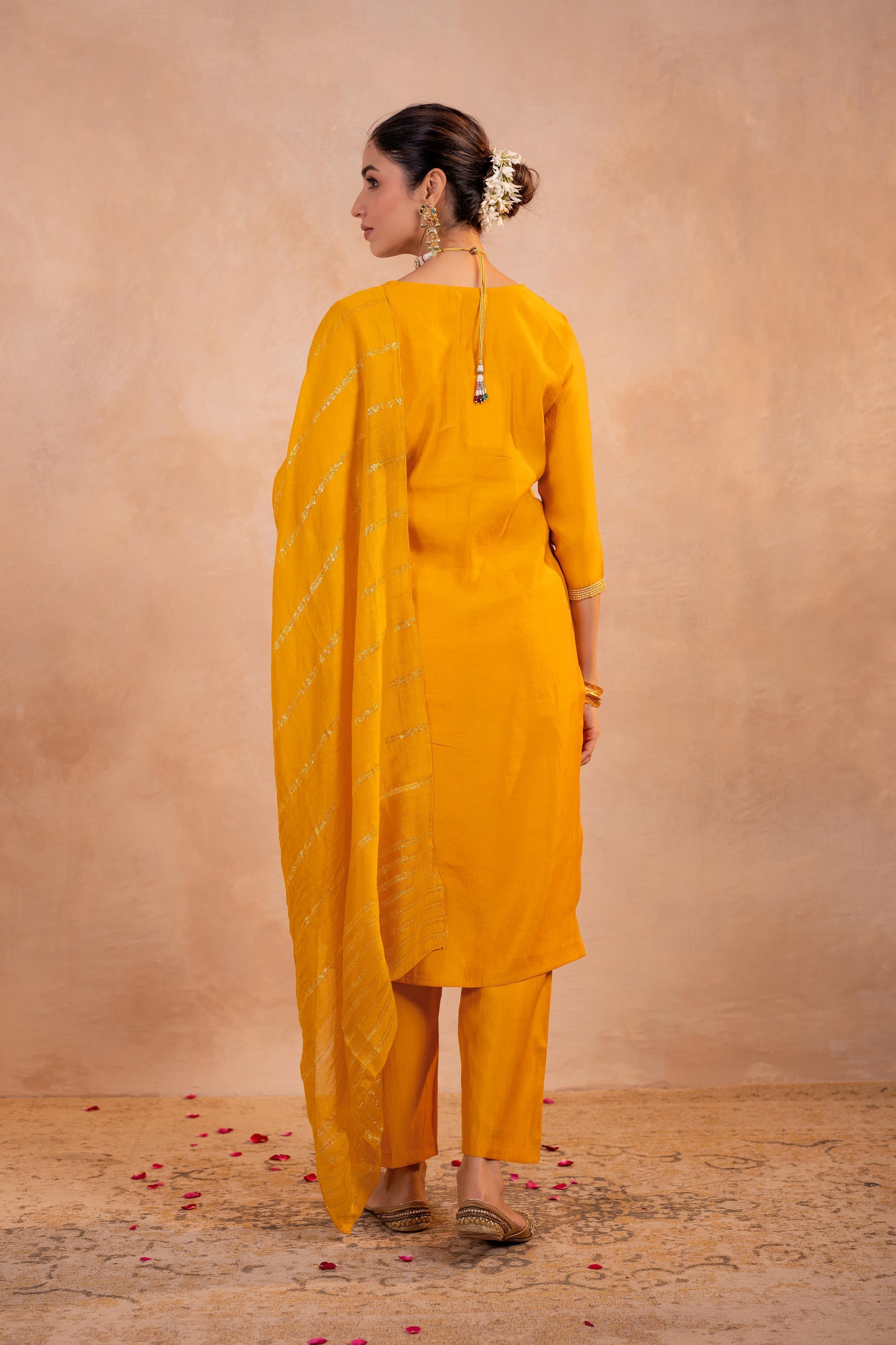 Juniper Mustard Serenity Embroidered Suit Set