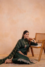 Thumbnail for Juniper Bottle Green Serenity Embroidered Suit Set