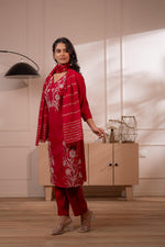 Thumbnail for Juniper Maroon Solid Embroidered Straight Kurta Pant And Dupatta Set With Thread Work - Distacart