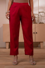 Thumbnail for Juniper Maroon Solid Embroidered Straight Kurta Pant And Dupatta Set With Thread Work - Distacart