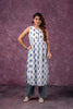 Juniper Indigo Leaf Printed Sleeveless Long Kurta - Distacart